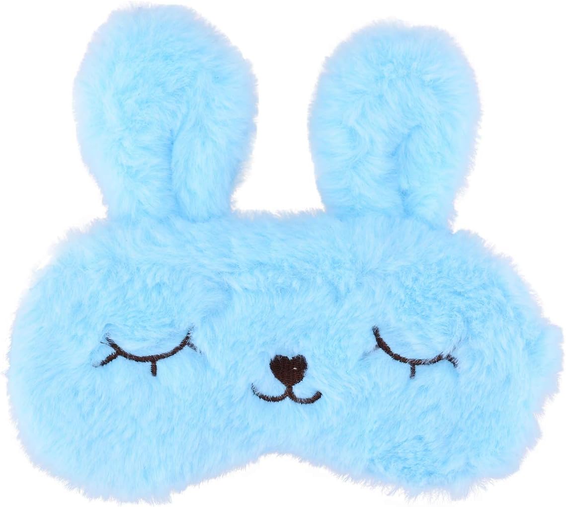 Easter Bunny Sleeping Mask, Soft Fluffy Plush Rabbit Blindfold Novelty Sleep Mask Eye Cover Eyeshade for Kids Girls Boys Women Night Nap Travel Meditation (Blue, Rabbit)