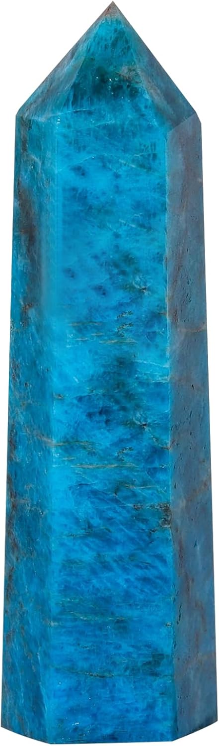 Runyangshi Blue Apatite Natural Crystal Healing Wands, 2.8"-3.1" (7-8cm) Single Point Healing Crystal Wand 6 Faceted Reiki Chakra Stones Crystal Healing Prism for Reiki，Meditation Therapy Home Decor