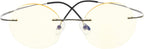 CessBlu Rimless Anti Blue Ray Titanium Round Computer Glasses Women Men Reading Eyeglass