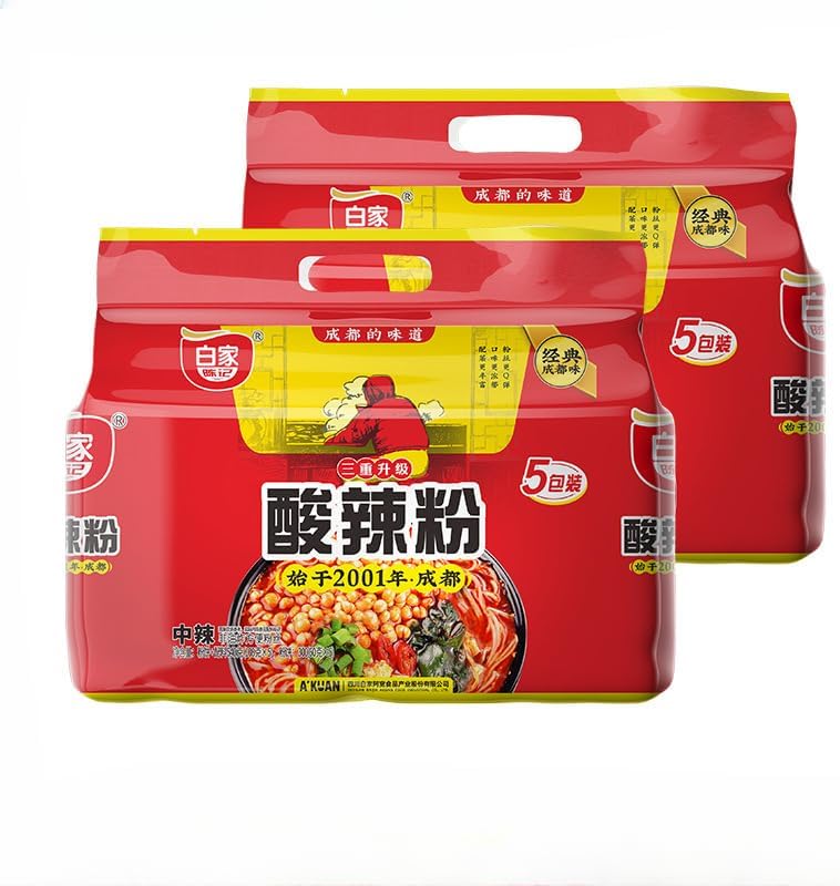 BAIJIA Chongqing Hot & Sour Sweet Potato Noodles, 540g Authentic Sichuan Spicy & Tangy Instant Meal - Quick and Convenient (540g*2)