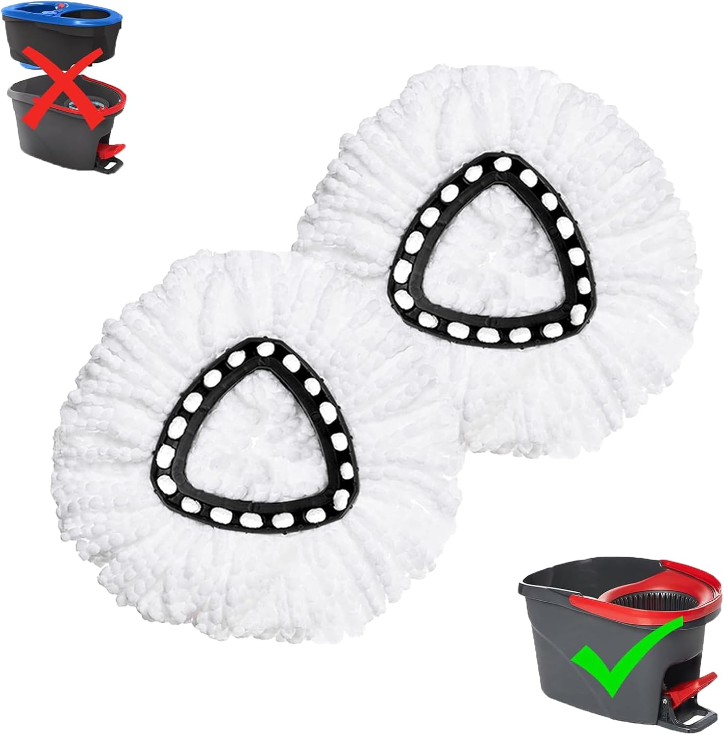 2 Pack Mop Replacement Heads for O-Ceda EasyWrin Spin Mop, Microfiber Spin Mop Refills, Easy Cleaning Mop Head Replacement