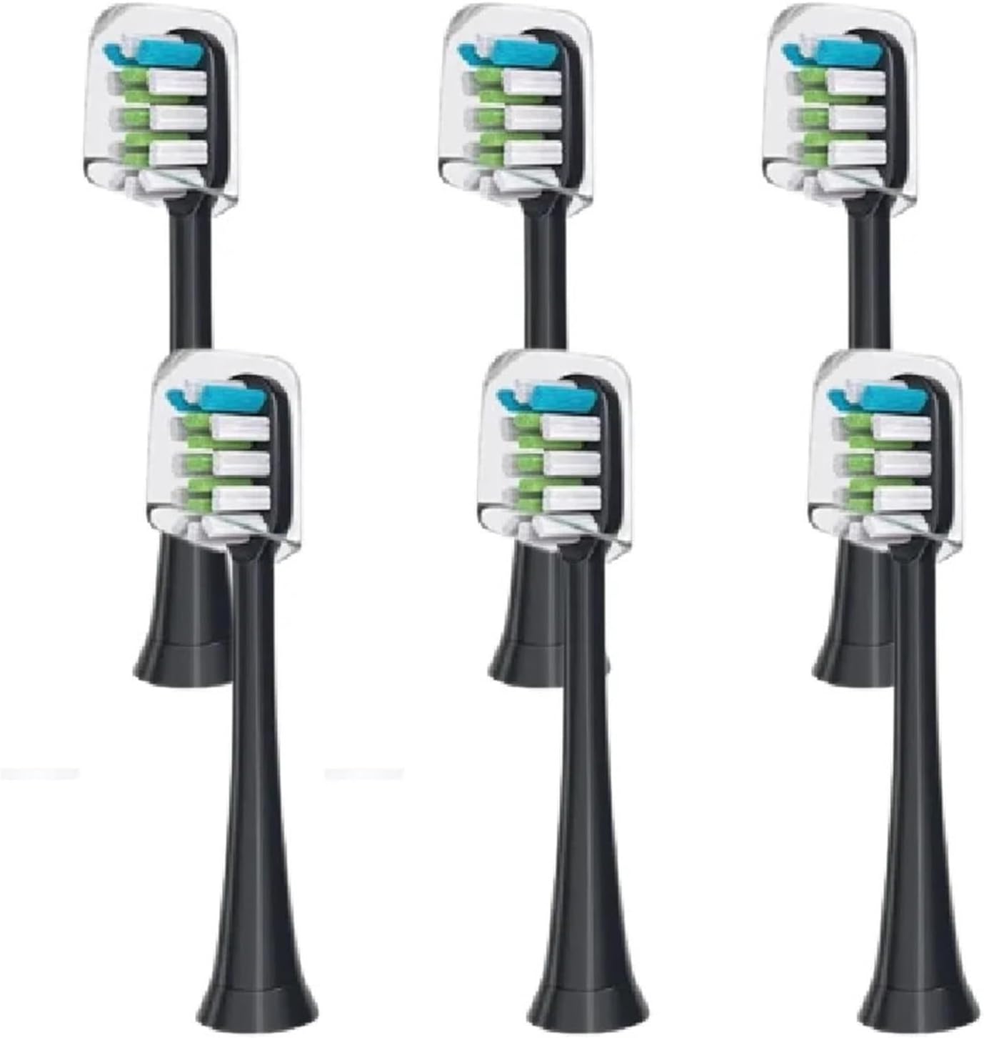6PCS Compatible for Xiaomi SOOCAS X3 X5 X3U X1 V1 V2 Clean Brush Heads Replacement Head Bristle Sonic Electric Nozzles with Anti-dust Cap(6PCS Black)