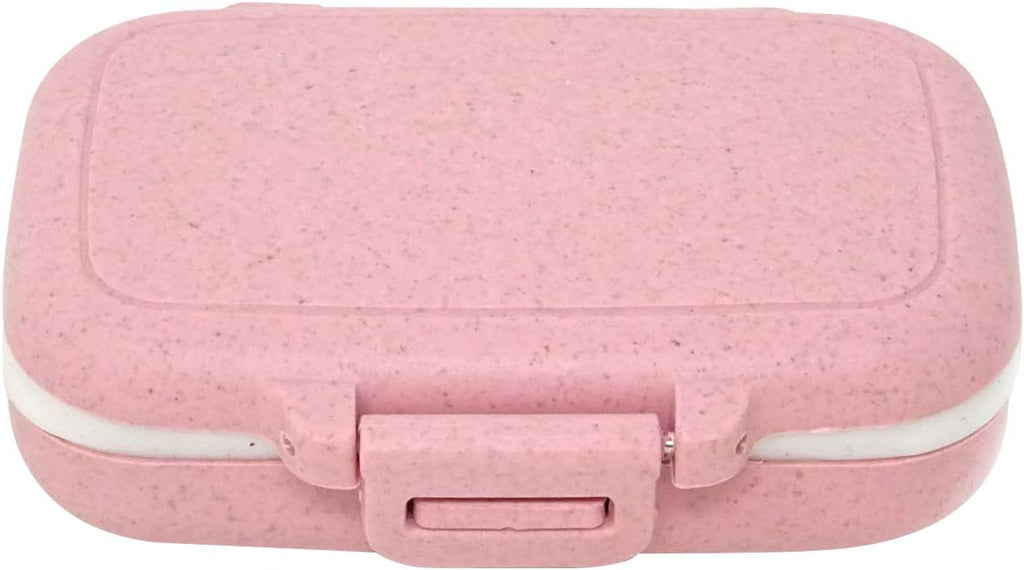 Honbay Vitamin Organizer Box Portable Travel Pill Case Healthy Eco-Friendly Wheat Straw Small Pill Box (Cherry Pink)
