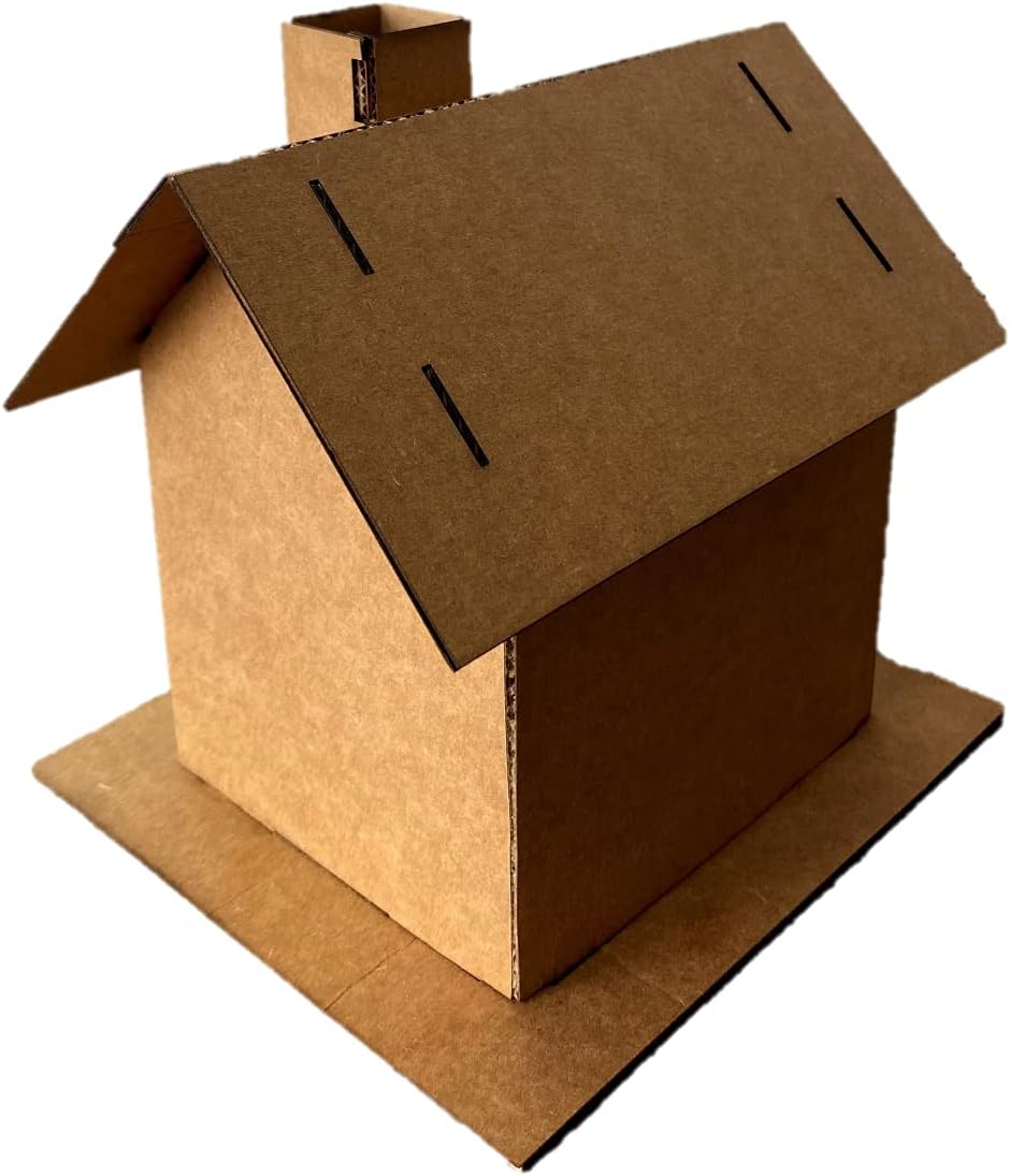 Gingerbread House Kit (Cardboard) - Pack of 5 - Small Size - Designed & Made in The USA - Christmas Holiday Craft for Home, Classroom, Family DIY Decor