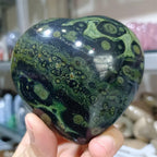 AtkitS Natural Green Peacock's Eye Stone Carved Hearts Crystal Mineral Specimen Healing Gem Home Office Degaussing Decoration (Size : 110-200g)