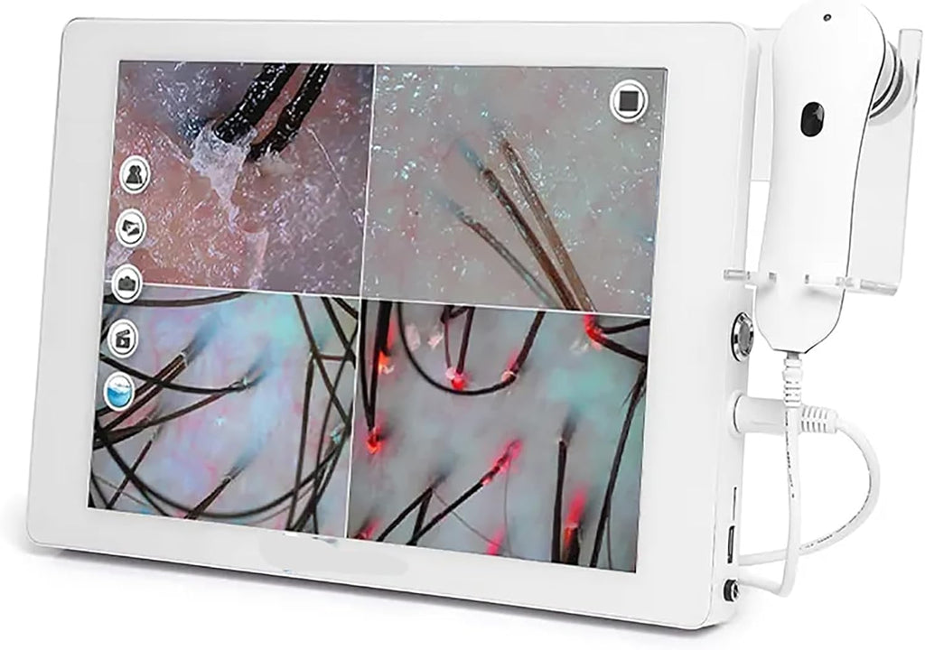 Skin Scalp Detector, 15 Inch Hair Follicle Skin Analyzer Machine with 70x/200x HD Camera,18 Million Pixels, Photo Freeze, Storage Customer Information, for Home Beauty Salon