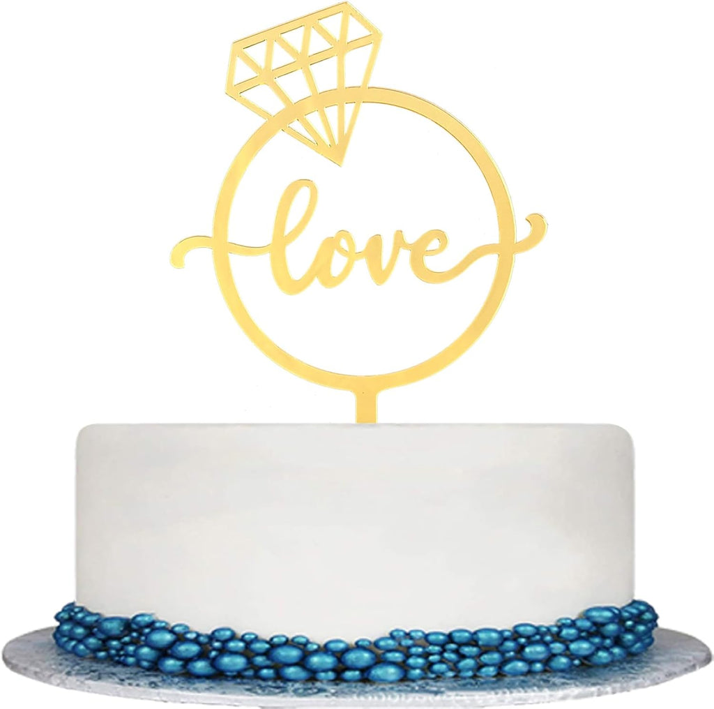 Love Cake Topper Wedding/Engagement/Bridal Shower/Anniversary/Birthday/Bachelorette/Confession Party Decorations Supplies, Mirror Gold Acrylic