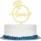 Love Cake Topper Wedding/Engagement/Bridal Shower/Anniversary/Birthday/Bachelorette/Confession Party Decorations Supplies, Mirror Gold Acrylic