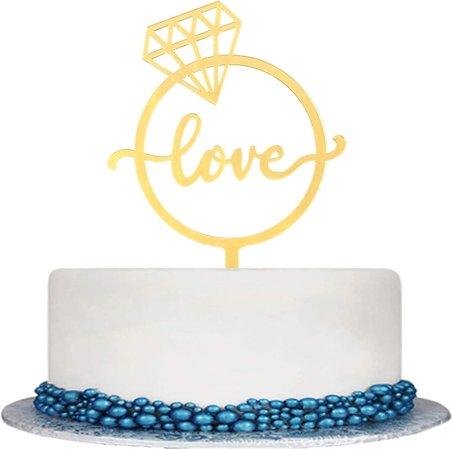 Love Cake Topper Wedding/Engagement/Bridal Shower/Anniversary/Birthday/Bachelorette/Confession Party Decorations Supplies, Mirror Gold Acrylic