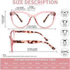 4 Pack Oversized Blue Light Blocking Reading Glasses, Stylish Designer Ladies Computer Readers with Spring Hinge, Anti Glare Eyestrain Eyeglasses for Women +1.5