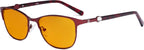 Eyekepper Ladies Blue Light Blocking Glasses with Orange Tinted Filter Lens for Sleeping - Stylish Cateye Computer Eyeglasses Women - Red