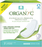 Organyc New and Improved 100% Certified Organic Cotton Inside and Out Overnight Feminine Pads, Heaviest Flow, Super Absorbency 2.0, 7 Count
