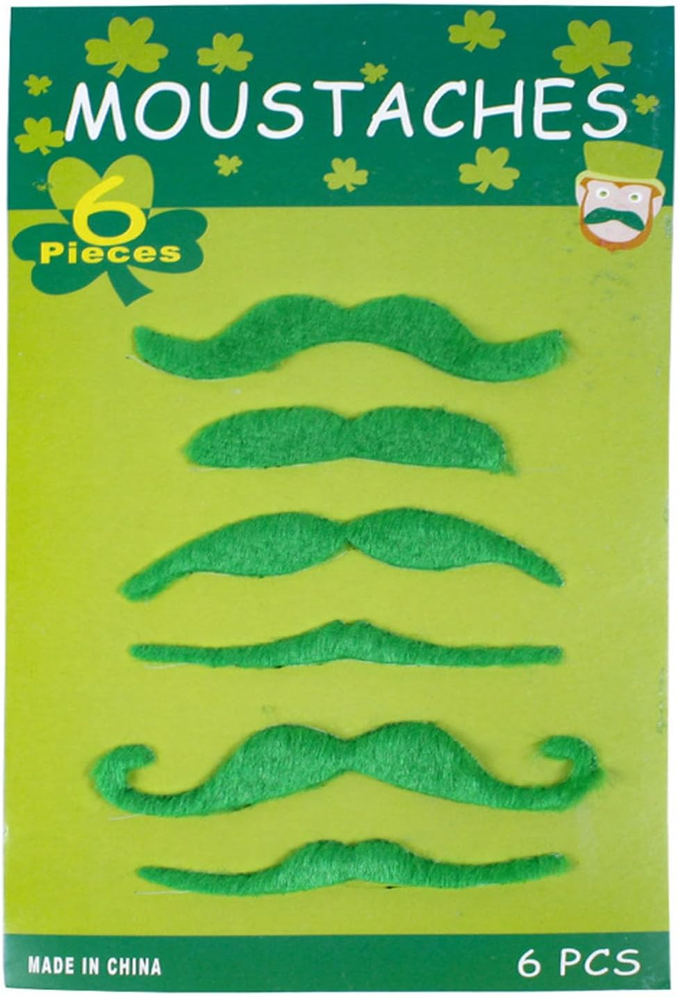 Soochat St. Patrick's Day Mustache Green Simulation Mustache Fake Green Mustaches Beard Cosplay Costume Accessories Photo Props for Irish St Patrick's Day Party Decor 6Pcs