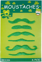 Soochat St. Patrick's Day Mustache Green Simulation Mustache Fake Green Mustaches Beard Cosplay Costume Accessories Photo Props for Irish St Patrick's Day Party Decor 6Pcs