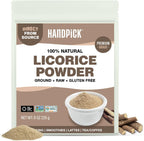 HANDPICK Licorice Root Powder (226g/8oz) Non GMO, Gluten Free, 100% Raw Ground Mulethi, Sourced from India, Glycyrrhiza Glabra, Packed in Resealable Ziplock Pouch
