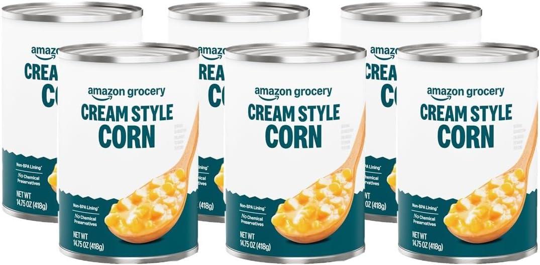 Amazon Fresh, Canned Cream Style Corn, 14.75 Oz (Pack of 6)