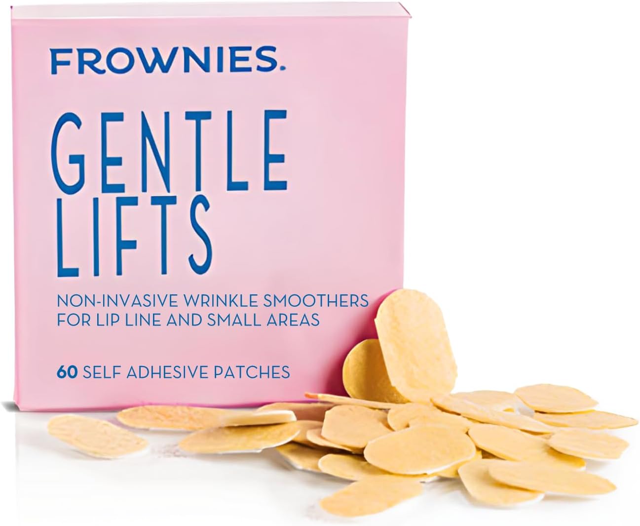 Frownies - Wrinkle Smoothing Gentle Lifts Patches for Fine Lip Lines - Hypoallergenic Smile Line Patches - Anti Wrinkle Patches for Lip - For Overnight Use - 60 Patches