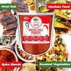 Ancho Chile Pepper Powder Ground (4oz) – Natural and Premium. Great For Recipes Like Mexican Mole, Sauces, Stews, Salsa, Meats, Enchiladas. Mild to Medium Heat, Sweet & Smoky Flavor.