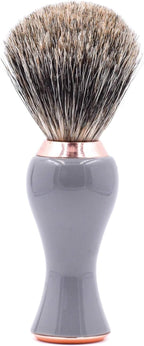 Parker 3-Band Pure Badger Shave Brush with Stand - Extra Dense Bristles - Deluxe Gray and Rose Gold Handle -Shaving Brush for Men & Women