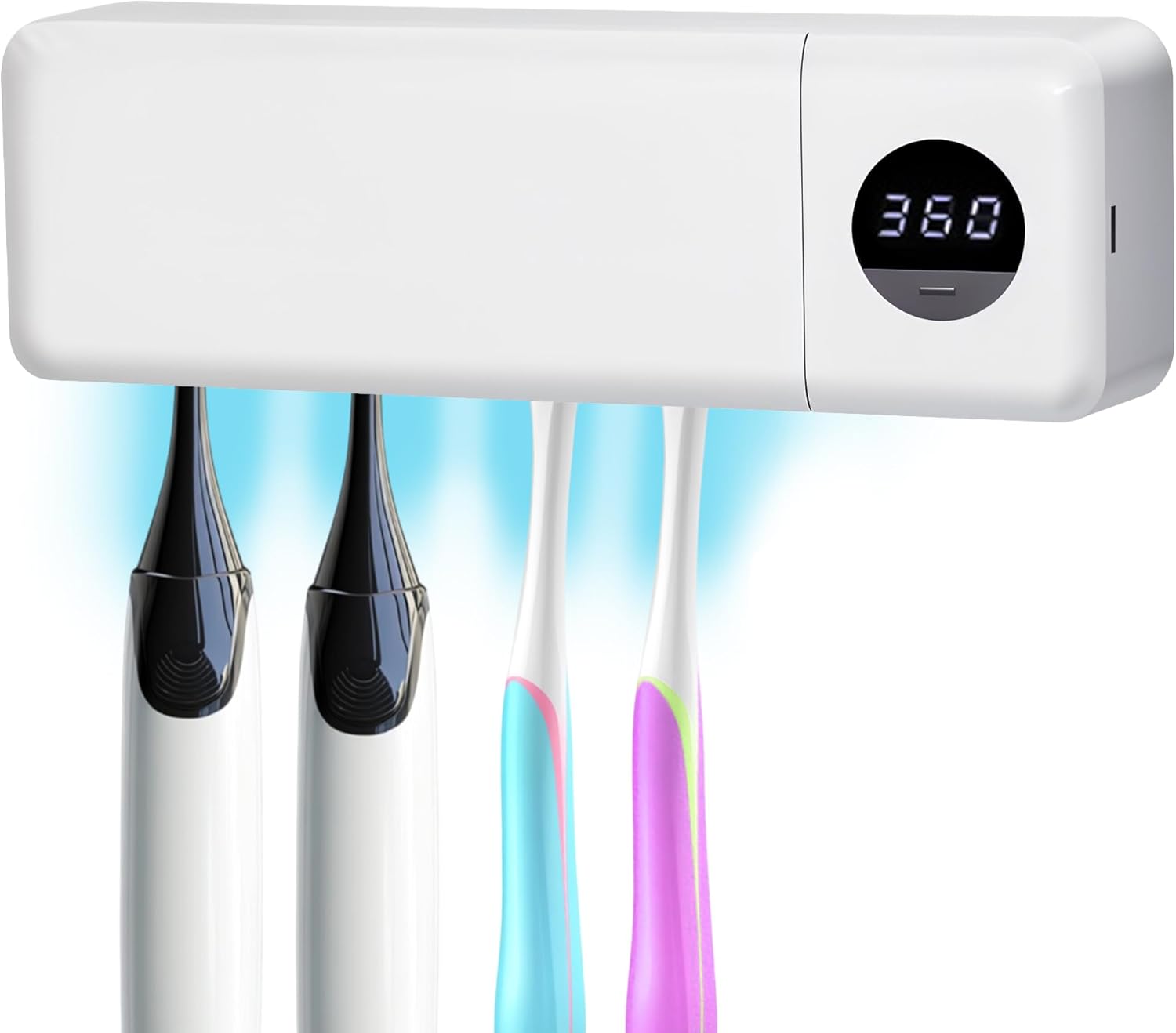 UV Toothbrush UV Light Cleaning Holder - Rechargeable Tooth Brush Smart Cleaner with Light Cleaning Air Drying - Bathroom Wall Mount Holders Cleaning and Drying