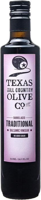 Traditional Balsamic Vinegar - Gourmet Barrel Aged Balsamic Vinegar - Great for Dressing Dipping Glazing - No Artificial Flavors or Added Sugar - Made in Texas (16.9 oz)