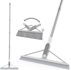 KOLLIEE 2 in 1 Floor Squeegee Broom Set Window Long Handle Rubber Squeegee Brush Mop Kit with Adjustable Handle 120° Rotating Angle Head for Wet Room Hard Floor Outdoor