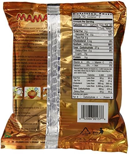 Mama Instant Noodle, Creamy Tom Yum Spicy Flavor, 3.17 Ounce (Pack of 20)