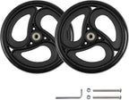 Wealrit 2 Pcs Solid 8 Inch Replacement Wheels for Wheelchairs, Walker, Drive Rollator Parts (Black)