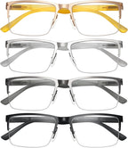 Eyekepper 4-pack Half-Rim Reading Glasses Lightweight Metal Rectangle Reader for Men