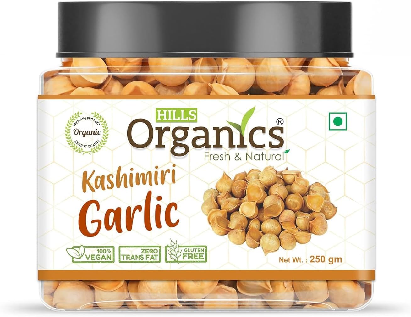Kashmiri Lehsun Natural Organic Single Clove Garlic Snow Mountain Garlic Jar Pack of 250 gram