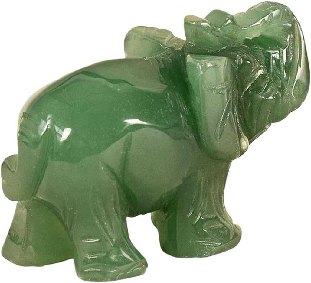 Elephant Ornament, Elephant Statue, Jade Stone Handcraft Natural Green Jade Stone Elephant Statue Decor Toys in Hand Home Décor Accents Sculptures (Green)