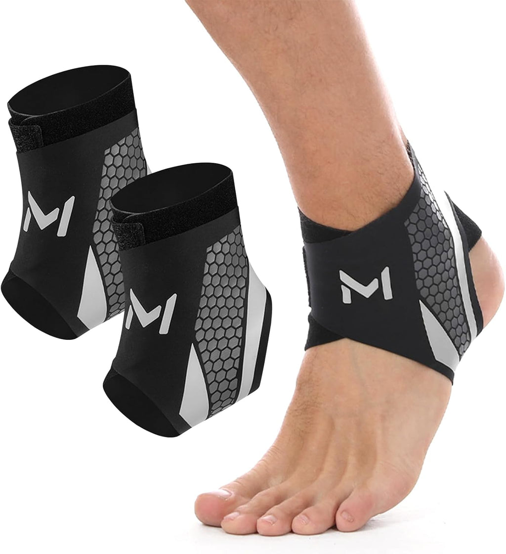 2PCS Ankle Brace Compression Support Stabilizer for Men Women, Ankle Support with Adjustable Wrap for Sports Training and Daily Activity