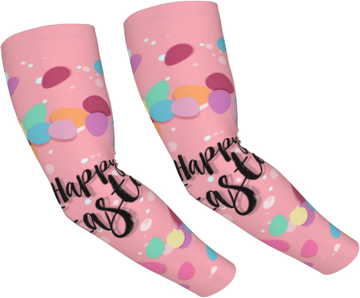 Happy Easter Bunny Rabbit Arm Sleeves Cute Easter Eggs Cooling Sun Protection Sports Sleeves for Men Women