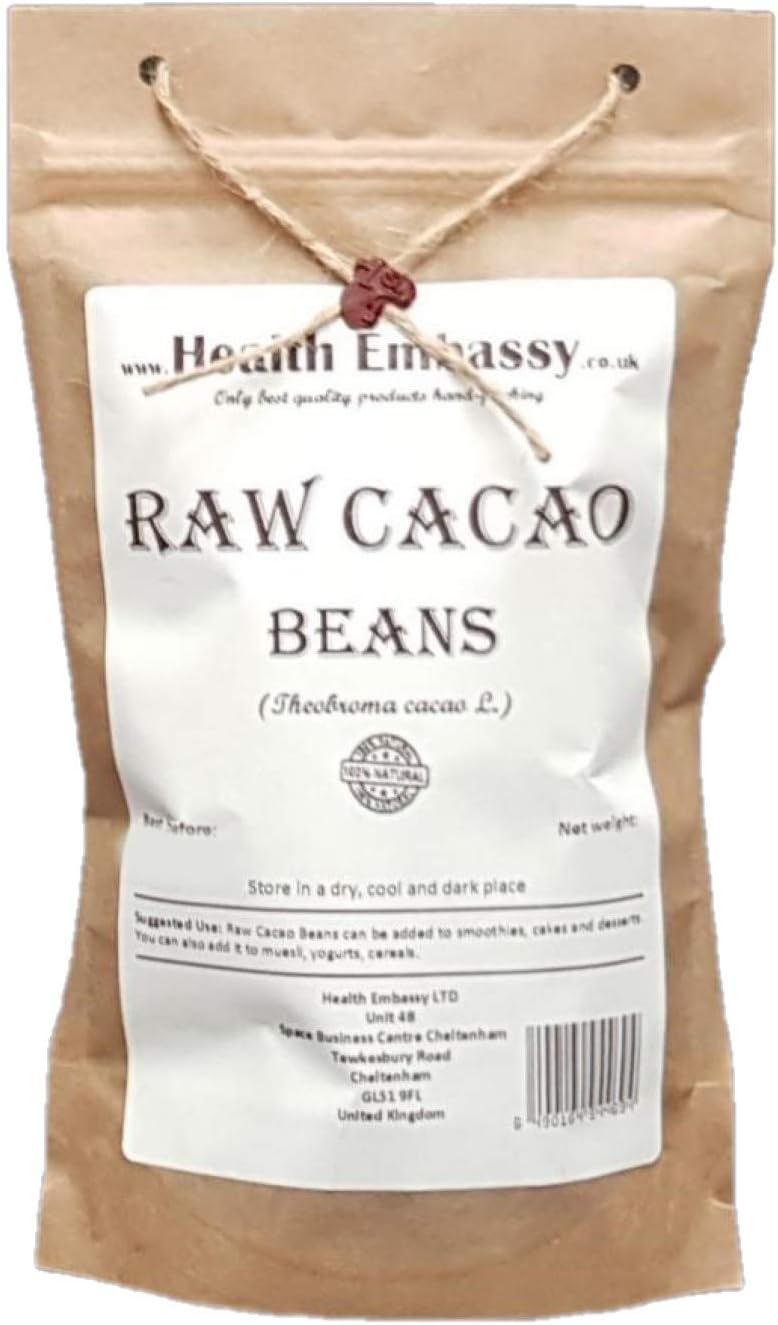Health Embassy Raw Cacao Beans (Theobroma cacao L.) (225g)