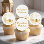 Eid Mubarak Edible Cupcake Toppers | PRECUT Gold Islamic Cake Decorations