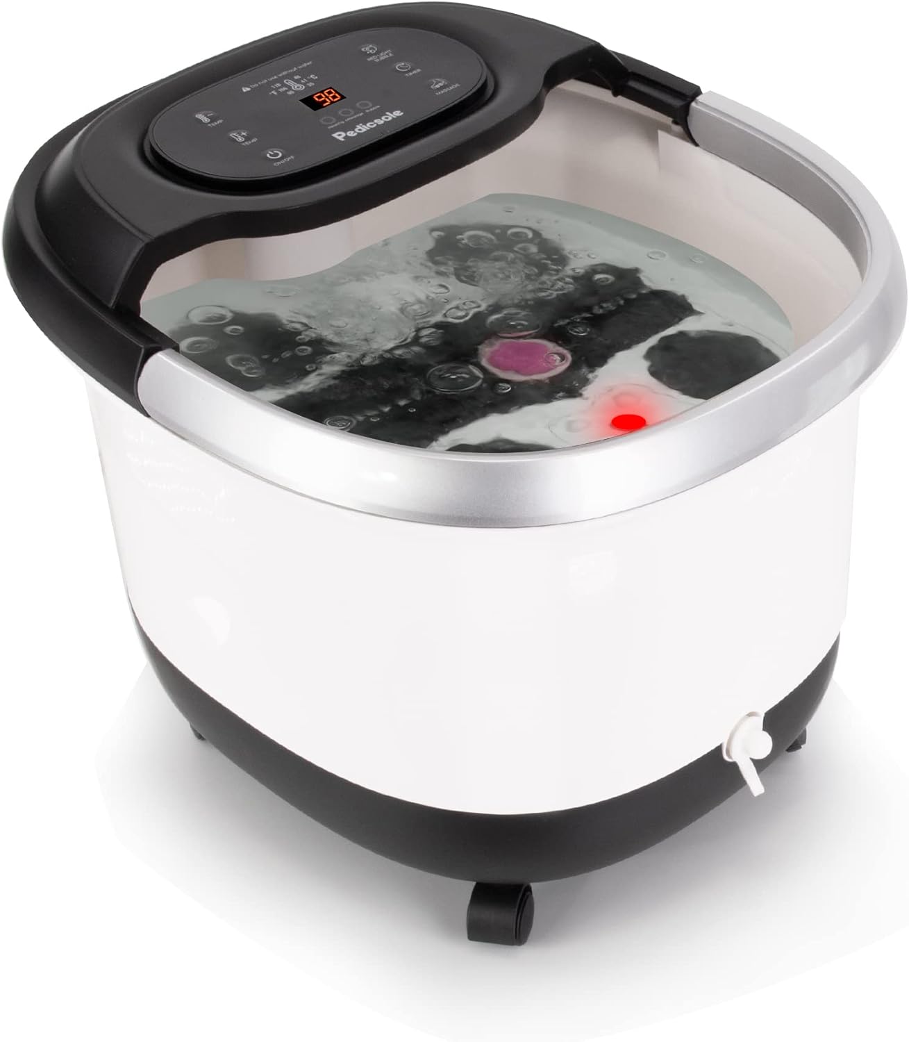 Luxury All in One Foot Spa - Motorized and Heated Massager - Enjoy The Same Foot Spa at Home Heat, Bubble Jets, Pedicure Stone, Motorized Massage Roller to Relieve Feet Stress