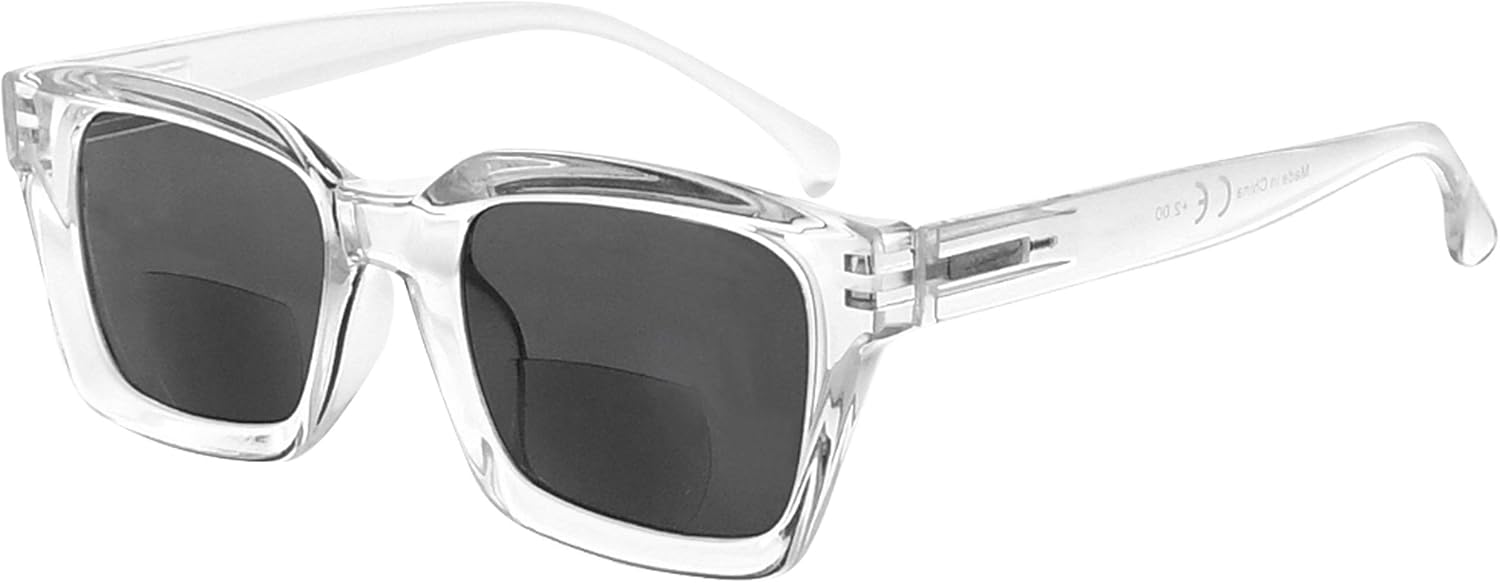 Eyekepper Bifocal Sunglasses for Women Reading under the Sun Stylish Bifocal Readers Tinted Lens Oversize - Transparent +1.00