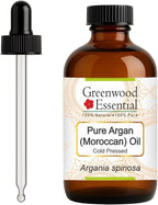 Greenwood Essential Pure Argan (Moroccan) Oil (Argania spinosa) with Glass Dropper Cold Pressed 120ml (4 oz)