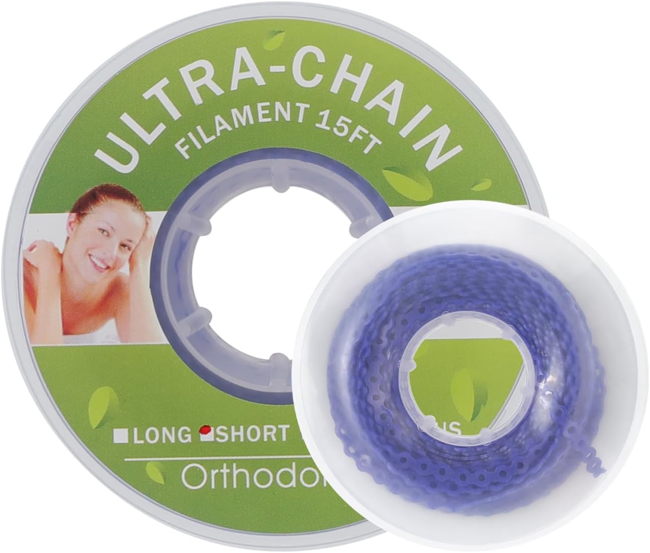 Colourful Elastic Power Chain for Braces Dental Orthodontic Powerchains 3 Sizes Ortho Rubber Band(Short,Purple 16#)