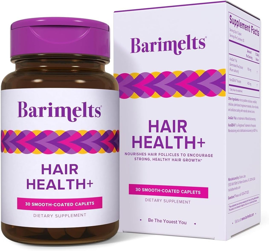 BariMelts Hair Health+ – Helps Reduce Hair Thinning for GLP-1 Users or Bariatric Patients – Hair Growth Supplement with Clinically Studied AnaGain™ Nu and Keratin – 1-Month Supply