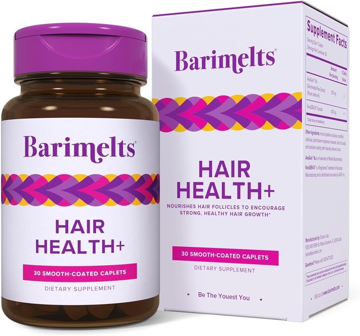 BariMelts Hair Health+ – Helps Reduce Hair Thinning for GLP-1 Users or Bariatric Patients – Hair Growth Supplement with Clinically Studied AnaGain™ Nu and Keratin – 1-Month Supply