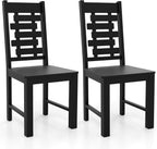 Giantex Wooden Dining Chairs Set of 2, 100% Solid Rubber Wood Kitchen Chair with High & Tilted Backrest, Wide Seat, Mid-Century Modern Side Armless Chairs for Dining Room Living Room, Black