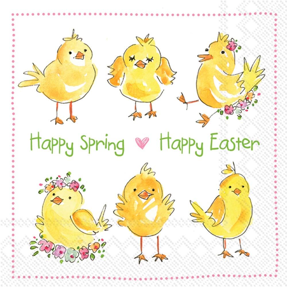 Boston International IHR 3-Ply Paper Napkins, 20-Count Lunch Size, Easter Chicks