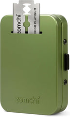 ZOMCHI Razor Blade Bank for Used Double Edge Safety Razor Blades, Compact Disposal Container for Safe Storage and Travel (Olive Green)