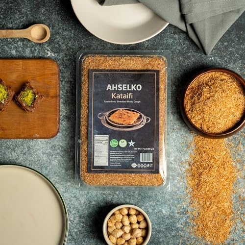 Ahselko Kataifi Shredded Phyllo Dough 200g (7oz) – Toasted Kadayif Pastry Strands for Kunafa, Baklava & Dubai Chocolate Filling – Halal, Kosher, Vegan