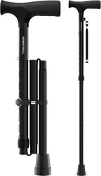 HoneyBull Walking Cane | Single Tip Canes for Men & Women, Foldable, Adjustable, Heavy Duty Up to 250 Pounds, Walking Canes for Seniors