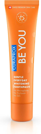 Curaprox Whitening Toothpaste – for Fresh Breath & Gum Care | Enzymatic Formula, Peach & Apricot Flavour, Orange, 60ml | Vegan, SLS-Free, Fluoride 950ppm | Swiss Made