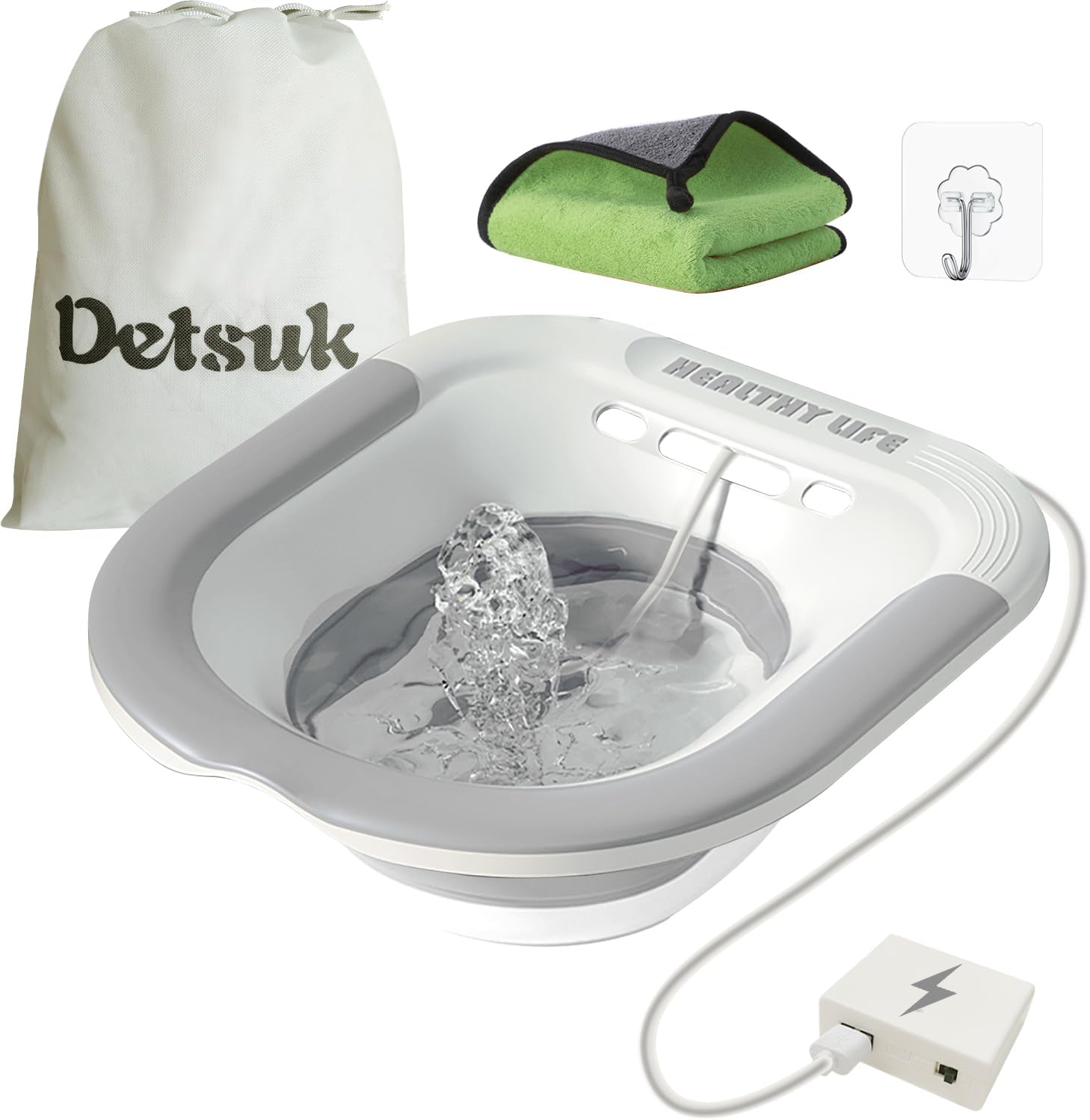 Foldable Electric Sitz Bath Kit with Automatic Flushing for Hemorrhoid Relief and Postpartum Care | Portable Hip Bath Basin for Perineal Soaking, Pain Relief, and Bidet Functionality, Easy to Use
