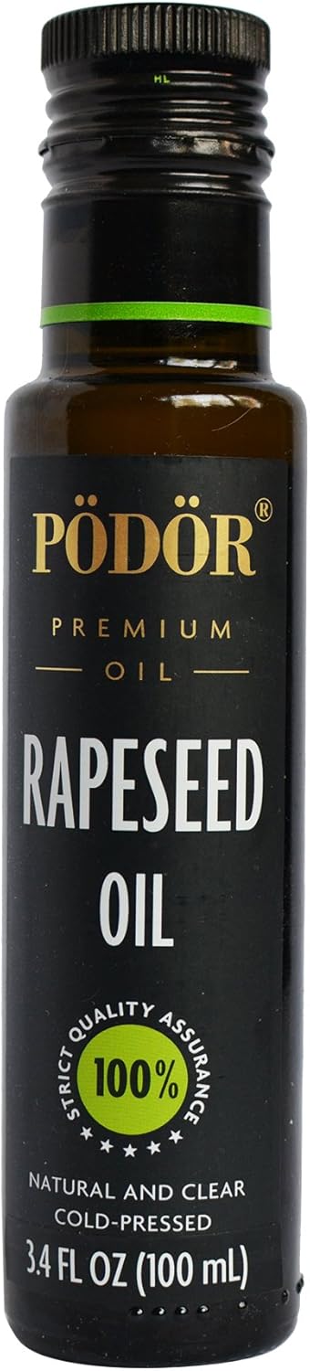PÖDÖR Premium Rapeseed Oil - 3.4 fl. Oz. - Cold-Pressed, 100% Natural, Unrefined and Unfiltered, Vegan, Gluten-Free, Non-GMO in Glass Bottle