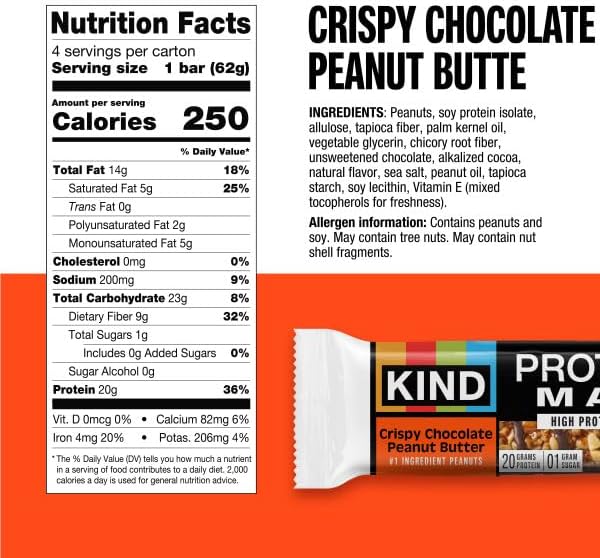 KIND Protein MAX Bars Variety Pack, Gluten Free, Low Sugar, High Fiber Snacks, Sweet & Salty Caramel Peanut Crisp, Crispy Chocolate Peanut Butter, 20g Protein, 12 Count